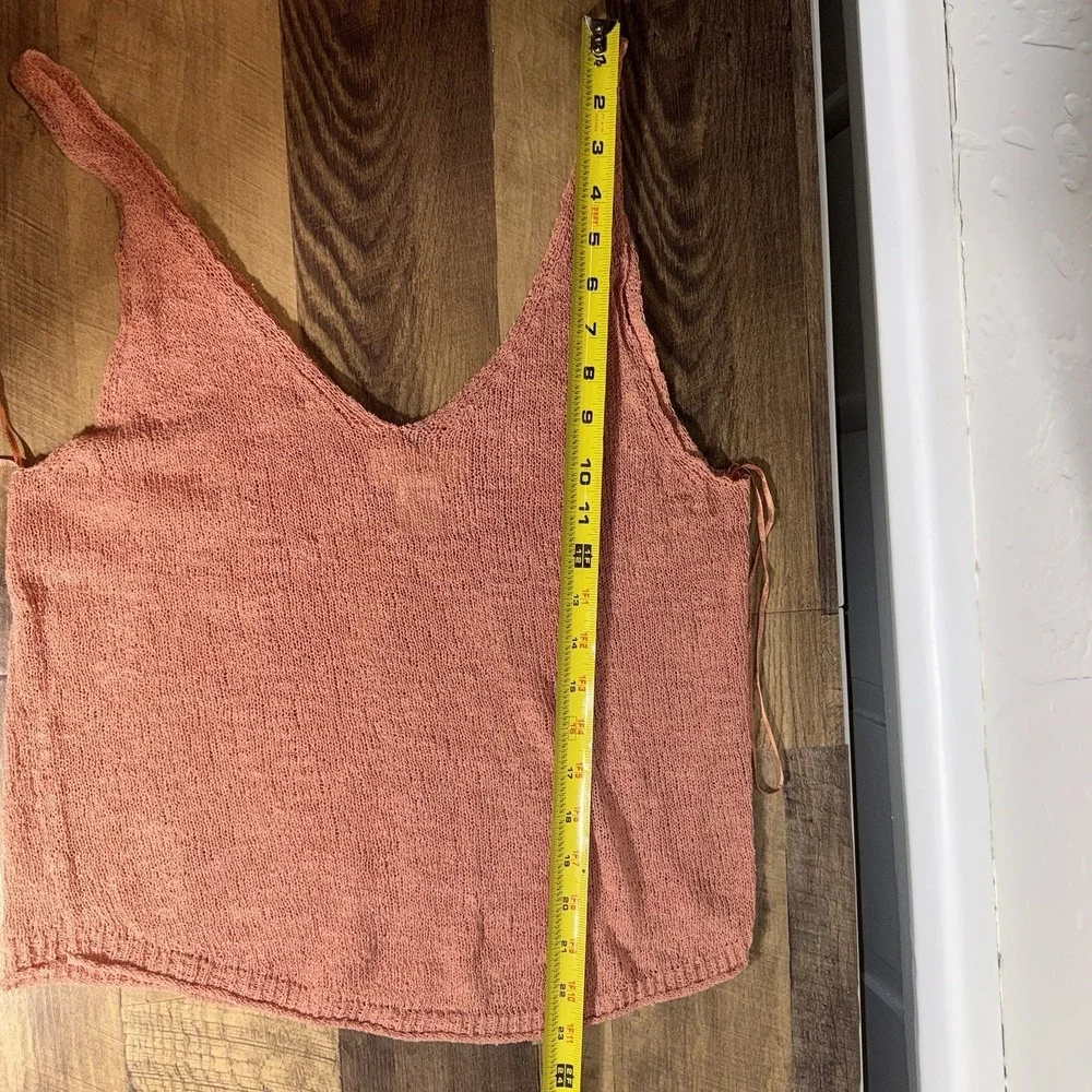 Knit Tank‎ Top From By Together Salmon Lightweight Textured Slouchy Small Boho